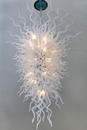 Chandeliers Crystal White Coloured Elegant Home Decoration LED Light Fixture Style Hand Blown Glass Chandelier