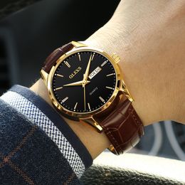 Olevs Mens Watches Top Brand Luxury Quartz Wrist Watch Reloj Hombre Fashion Casual Business Leather Men Watch Relogio Masculino Y19052103