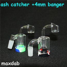 hookahs Mini 2inch Glass Ash Catcher Reclaimer with 5ml Silicone Container 14mm 18mm Thick Pyrex Ashcatcher Bong Water Pipes for dab rigs