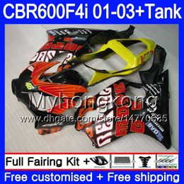 Body +Tank For HONDA Repsol red black CBR 600F4i CBR600FS CBR600F4i 01 02 03 286HM.49 CBR600 F4i 600 FS CBR 600 F4i 2001 2002 2003 Fairings