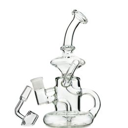 5mm Thick Klein Glass Bong Tornado Percolator Recycler Hookahs 8 Inch Water Pipes 14mm Female Joint Oil Dab Rigs With Quartz Banger Or Bowl