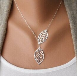 Wholesale New Stunning Celebrity Sideways Vertical Tree leaf Charm Infinity Pendant Necklace Chain Wedding Event Jewellery