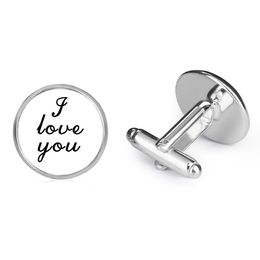 I love you Cufflinks Wedding Glass Cufflink Men Suit Cuff Links Gift