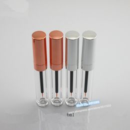 6ML 50pcs Plastic Empty Eyeliner Tube Rose Gold Lid Silver Cap Cosmetic Eyeliner Refillable Container Clear Eyeliner Tube