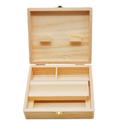 Newest Portable Wooden Box With Rolling Tray Natural Handmade Wood Tobacco Cigarette Storage Box Container For Smoking Pip Accessories