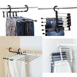 MMulti-functional Pants rack Jeans shelves 5 in1 Stainless Steel Wardrobe Magic Hanger multilayer trousers racks clothes hangers