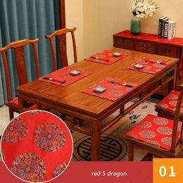 41x31cm Luxury Rectangle Chinese Jacquard Table Placemat Insulation pads Dining Table Place Mat Wedding Banquet Silk Satin Placemats