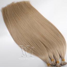 VMAE Top Quality Straight 12to26inch 60# 2# 27# brown gold 613 Blonde Keratin Fusion Pre Bonded Virgin Remy I Tip Human Hair Extension