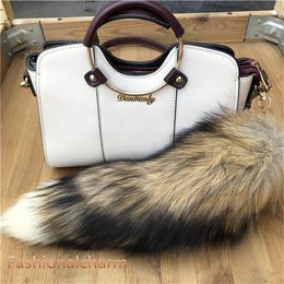 40cm/16"-Real Genuine Sun Fox Fur Tail Keychians Cosplay Toy Keyring Bag Charm Car Phone Tassels Pendant Gift