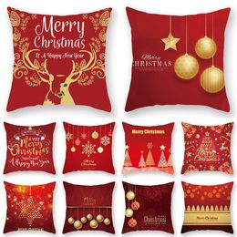 Christmas Pillow Cover Merry Christmas Santa Claus Elk Pillow Case Peach Skin Sofa Pillowcase Cushion Xmas Gift Home Decor