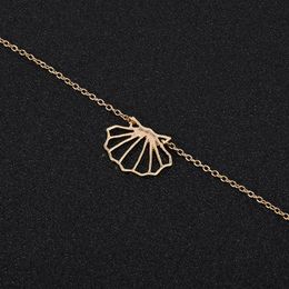 Geometric Origami Sea Clam Shell Scallop Bracelet Nautical Ariel Mermaid Conch Seashell Charm Chain Bracelet for Ocean Beach Party Gifts Jewellery
