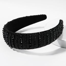 Rhinestone Girls Black Hairbands Full Diamond Headbands For Women Girls Solid Colour Hair Hoop Women Hair Accessories