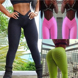 2018 V Bandage Women Gym Stretch Sport High Waist Yoga Pants Lift The Hip Fitness Sport Leggings Thigts Workout Trousers Running