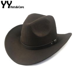 YY Retro Cowboy Cap Men Autumn Winter Trilby Hats Women Western Cowgirls Jazz Caps Crimping Brim Chapeau Homme CB20071238S