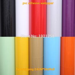 0.61*5m Vinyl Self Adhesive Wallpaper Roll for Furniture Bathroom Kitchen PVC Stickers Wall paper foil furniture wardrobe door T200610