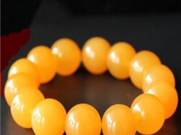 10mm Natural authentic Yunnan Longling ice species Huanglong jade bracelet A grade yellow wax stone beads beads bracelet