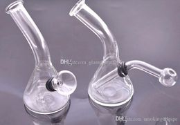 wholesale mini Detachable bong with 4 inch clear pyrex thick glass beaker bong recycler oil burner bong with glass oil burner pipe dhl free