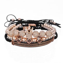 Jewellery 3pcs/Set Bracelet Hip Hop Gold Men Jewellery Cubic Micro Pave CZ Charm Bracelets For Women Men Pulseira Bileklik