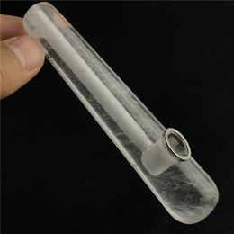 4.7 Inch Natural Crystal Pipe with Metal Screens Thick Pyrex Hand Smoking Pipes for Dry Herb Tobacco Mini Travel Smoking Equipment