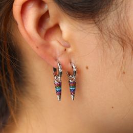 Fashion-OVELY Jewellery design Coloured cz 2018 summer beach tiny spikes punk elegance multi Colour stone spike dangle fashion earring