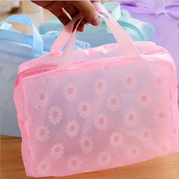 5 Colours Make Up Organiser Bag Toiletry Bathing Storage Bag women waterproof Transparent Floral PVC Travel cosmetic bag