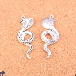 23pcs Charms king cobra snake Antique Silver Plated Pendants Making DIY Handmade Tibetan Silver Jewelry 49*19mm