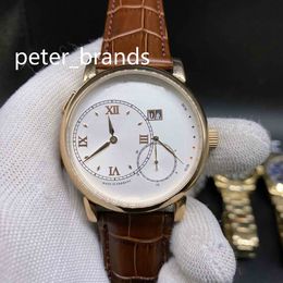 High quality Luxury Automatic Watch rose gold case white Dial stainless steel brown Leather band fashion big size 44MM men Watches