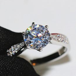 original Jewellery 925 Silver Ring Inlay 4MM 1 Carat Zircon Stone SONA Diamond Engagement Wedding Rings for Bride Women