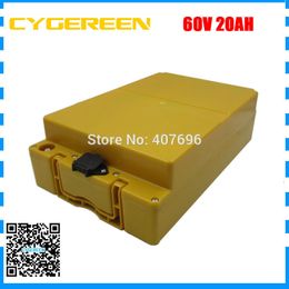 Lithium battery pack 60V 20AH with plastic case Electric bike battery 60V20AH use 3.7V 2500mah Cell 2A Charger free shipping