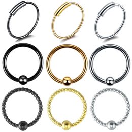 3PCS /Pack Surgical Steel Captive Bead Ring Ear Hoop Nose Ring Loop Ear Tragus Cartilalge Piercing Ring Body Jewelry Earring