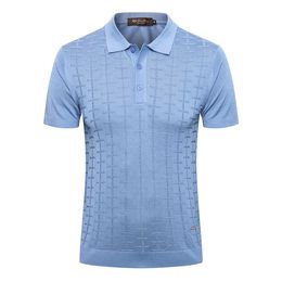 Loro Pi*na Polo Shirts Silk Short Sleeve Shirt men 2020 New Summer thin Business casual Button flexibility fashion M-5XL quality embroidery