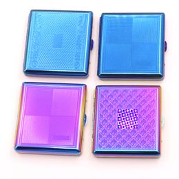 Graziosa scatola porta sigarette in acciaio inossidabile arcobaleno blu ghiaccio Porta contenitore portatile Innovativa custodia protettiva per scatola per fumatori