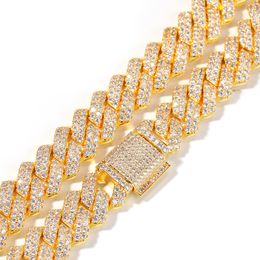 14mm Cuban Chain Micro Pave Cubic Zircon Luxury Bling Bling Full Iced Out Hip hop Jewellery