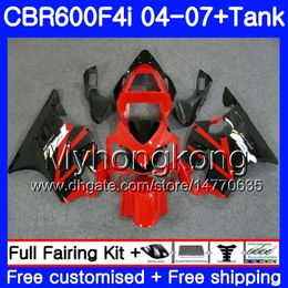 Body For HONDA CBR 600F4i CBR600 FS CBR600F4i 04 05 06 07 281HM.17 CBR 600 F4i CBR600 F4i 2004 2005 2006 2007 glossy red hot Fairings kit