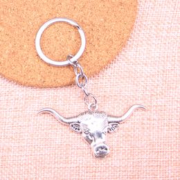 New Keychain 60*31mm longhorn bull steer head Pendants DIY Men Car Key Chain Ring Holder Keyring Souvenir Jewelry Gift