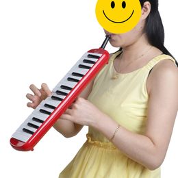32 Chave Melodica com Blowpipe Blow Pipe para Harmonica Estudante Crianças Kit Brinquedos Instrumentos Musicais Vermelho