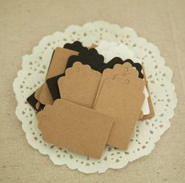 flower edge 5*3cm blank tags retails gift package hangtags high quality baking brown Kraft white black tag