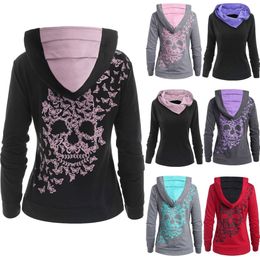 hoodies sweatshirt Womens Fashion Butterflies Skull Print Hoodie Pocket autumn clothes T191128