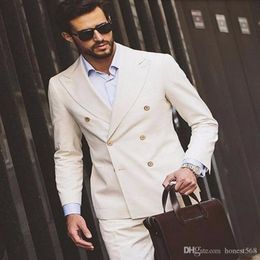 Cheap And Fine Double-Breasted Groomsmen Peak Lapel Groom Tuxedos Men Suits Wedding/Prom/Dinner Best Man Blazer(Jacket+Pants+Tie) A202