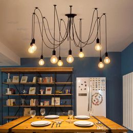 Modern E27 Black White Cable Pendant Lamp Industrial Hanging Light Hotel Office Store Restaurant Booth Spider Suspension Lighting