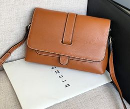 Fashion Cross body bags Women concise leather flap soft real leather 3 layers pockets inner large volume versatile shoulder bags