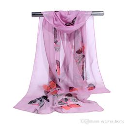 Factory Wholesale Silk Chiffon Scarf Women Long Scarves 2017 New Butterfly Animal Printe Sarong Wrap Beach Cover 160*50cm DHL Free