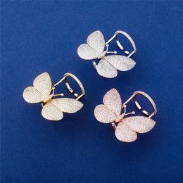 Europe and America Hotsale Women Ring High Quality Gold Plated CZ Butterfly Ring for Party Wedding Nice Gift