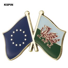 EU & WALES friendship Flag Lapel Pin Flag Badge Lapel Pins Badges XY0490