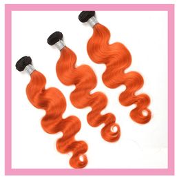 Peruvian Human Hair Ombre Hair Extensions Body Wave 1BOrange Double Wefts 1B Orange 100 Human Hair 3pieceslot3350282