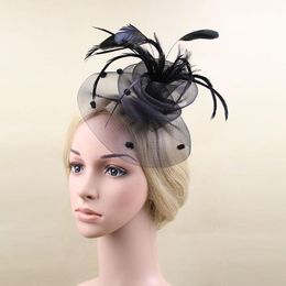 Fine linen hat banquet NET hat wedding dress headdress feather hairpin trim top trim hair trim