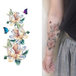 Femmes Autocollant De Tatouage Temporaire Noir 3d Fleur Design Fleurs Complètes Bras Body Art Grand Grand Faux Autocollant De Tatouage
