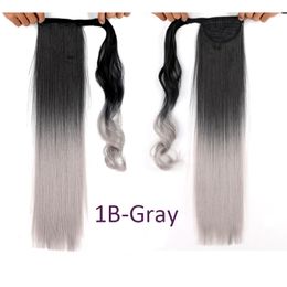 Long straight Ponytail 22 Inch Clip in Pony tail Hair Extensions 110g/pcs Wrap Around on Synthetic Hairpiece LS10F