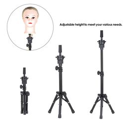 hair tripod UK - Adjustable Wig Stand Hairdressing Tripod Stand Training Mannequin Head Holder Clamp Hair Wig False Head Mold Stands