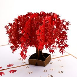 3d greeting cards Red maple trees pop up card for MOM wife Birthday Thank you Valentine's Day Kids gift bulk Xmas decoration